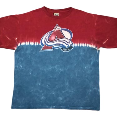 Vintage 2002 Liquid Blue Colorado Avalanche Hockey Tye Dye Graphic NHL T-Shirt Size XL 