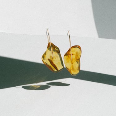 Amber Disk Drop Earrings