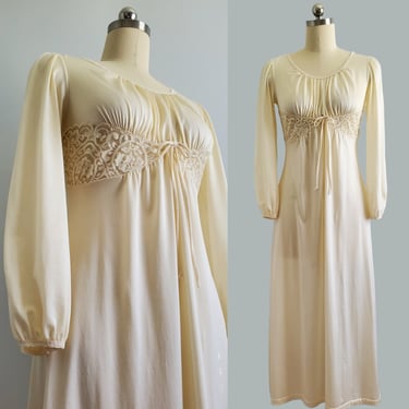 1970s Maxi Nightgown - 70s Loungewear - 70's Women's Vintage Size Small 