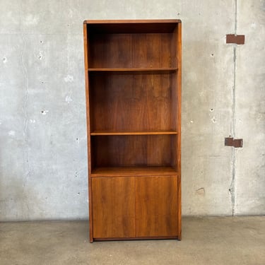 Mid Century Solid Walnut Bookcase with Doors