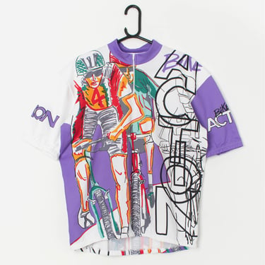 Vintage 90s cycling jersey with abstract graphic - XL 