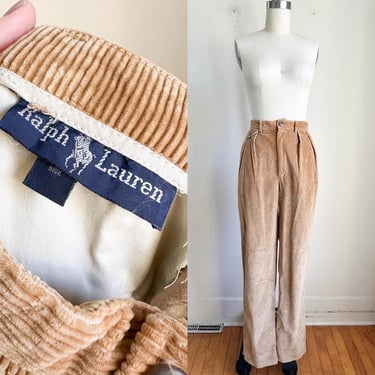 Vintage 1990s Ralph Lauren Beige Corduroy Pants / 25" waist 