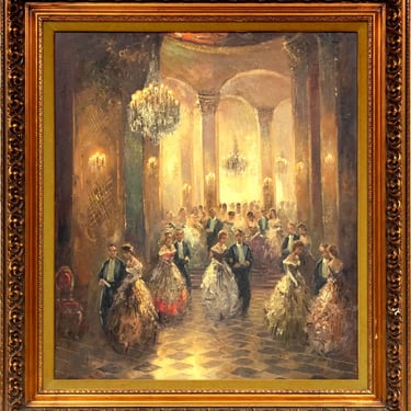Oil Painting on Canvas, Richard Schlomer (German, B. 1921) , "Ballroom", H 32"