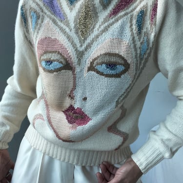 vintage OLEG CASSINI rare angora blend textured wearable art limited edition sweater 