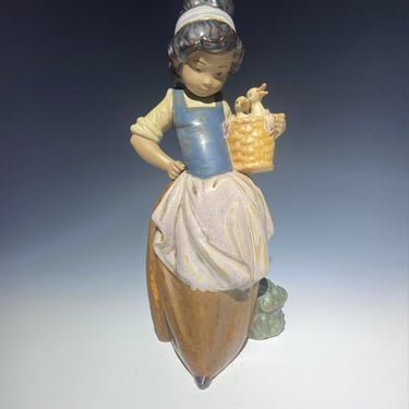 Vintage Lladro Porcelain Figurine Girl With Geese, Lladro