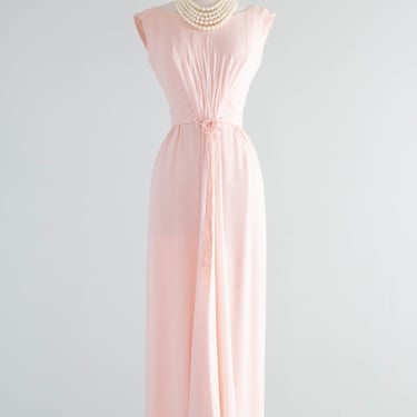 Elegant 1960's Peony Silk Chiffon Midi Length Evening Dress By Lee Claire / S