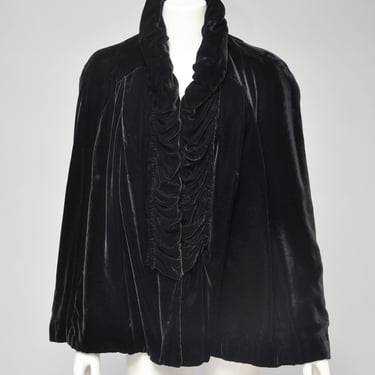 vintage 1930s black velvet cape jacket XS-M 
