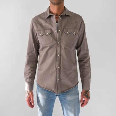 Vintage 50s Style ALL SAINTS Gray Taupe Western Sawtooth Pocket Shirt w/ Diamond Shape Pearl Snap Buttons | 100% Cotton | 1950s Style Shirt 
