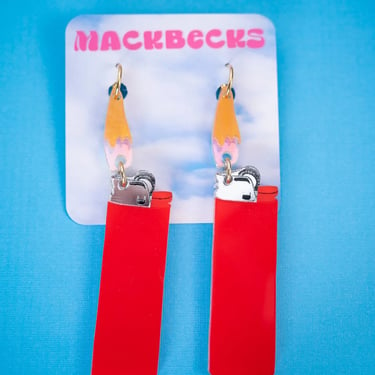 MackBecks Lighter Earrings Red