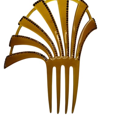 Art Deco Jade Green Rhinestone Comb, Celluloid Comb, | Comb  display picture 1