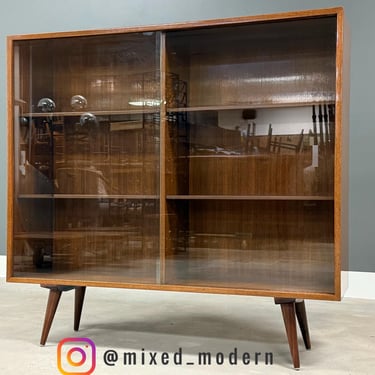 Walnut Mid Century Modern Bookcase 