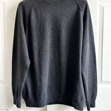 50" Chest, Mens 100% Cashmere Sweater by Peter Scott SCOTLAND, Charcoal Gray, Pullover Shirt, Raglan Long Sleeves 