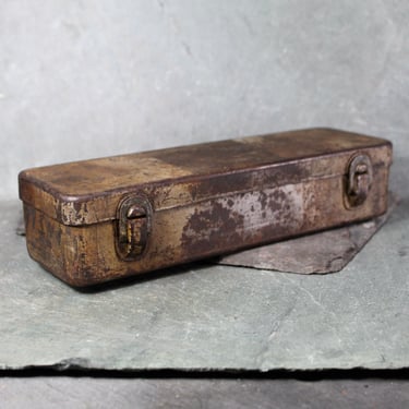 Latched Lid Metal Box | Antique Tool Box | Rustic Storage Box | Rustic Farmhouse Decor | Bixley Shop 