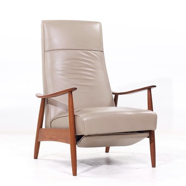 Milo Baughman for Thayer Coggin Mid Century Leather and Walnut Lounge Chair Recliner - mcm 