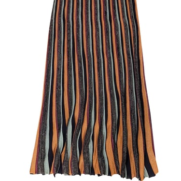 Scotch & Soda - Metallic Multicolor Striped Pleated Midi Skirt Sz S