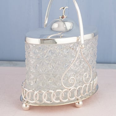 Antique Cut Crystal and Silverplate Oval Biscuit Box