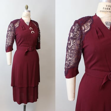 1940s SOUTACHE dress rayon medium large | new fall 