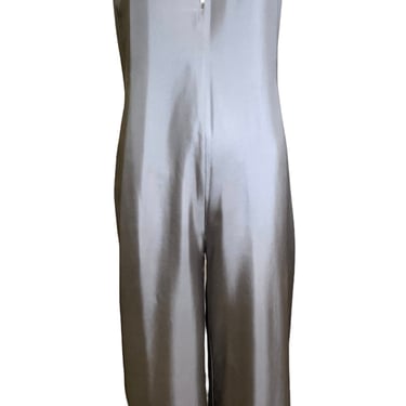 Stella McCartney Pewter Silver Silk Twill Halter Tie Neck Jumpsuit