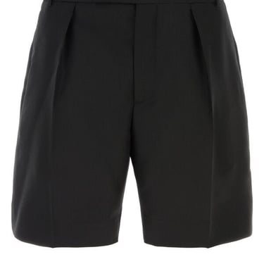 Alexander Mcqueen Men Black Wool Blend Bermuda Shorts