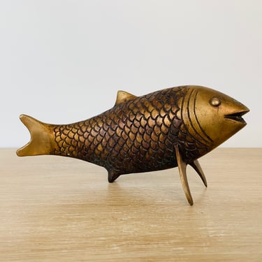 Vintage Mid Century Modern Brass Koi Fish 