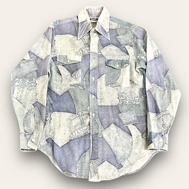 Vintage 1970’s All Over Denim Patchwork Print Shirt