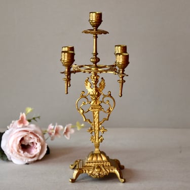 Vintage France Bronze Candlestick Holder Home Decor Rustic Decor Collectable Candle Holder Barque Decor 