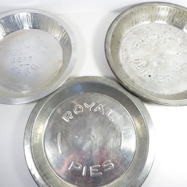 Vintage Tin Pie Plates - 3  Vintage Tin Pie Plates - Puritan Pie Co, Royal Pie, Knotts Berry Farms 