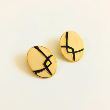 Vintage Oval Enamel Earrings 