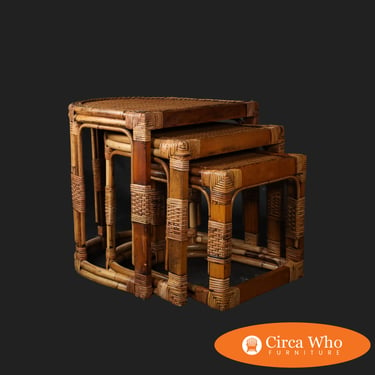 Woven Rattan Nesting Tables