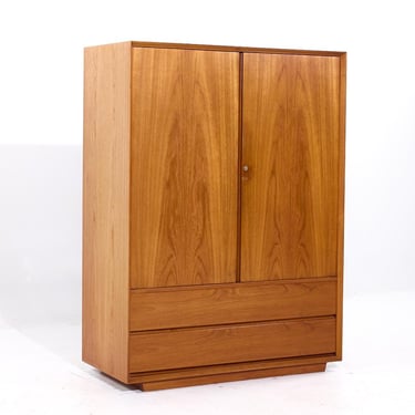 Mid Century Danish Teak Plinth Base Armoire - mcm 
