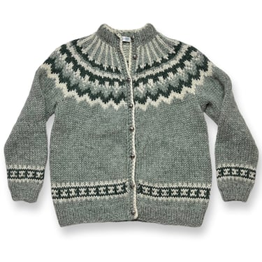 Vintage Women's ICELANDIC 100% Wool Cardigan ~ Fair Isle ~ Mohair Sweater ~ Made in Iceland 