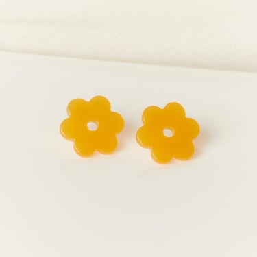 Small Orange Acetate Daisy Earrings
