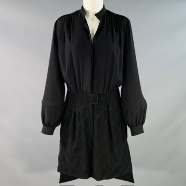 KENZO Size 4 Black Polyester Long Sleeve Knee Length V-Neck Shirt Dress