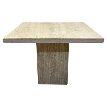 Italian Polished Travertine Square Dining or Center Table, 1970s