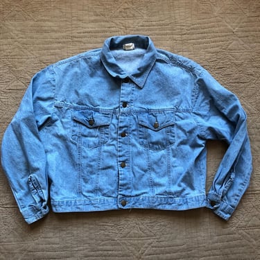 70s Light Wash Boxy Denim Jacket Small Medium 