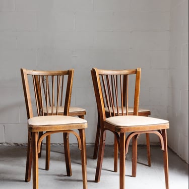 1930s Baumann beech wood bistro chairs, set of 4