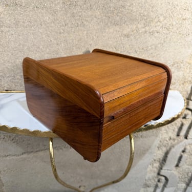 1970s Teak-Tech Tambour File Cassette Holder Thailand Scandinavian Modern 
