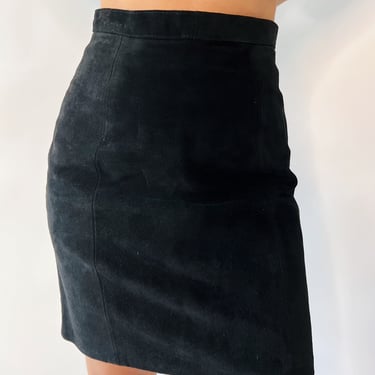 Black Suede Mini Skirt