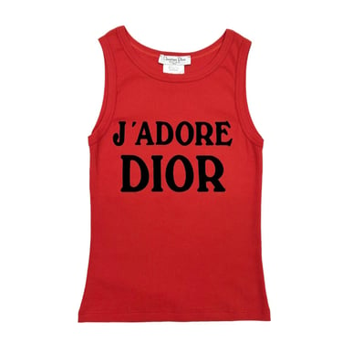 Dior 'J'Adore' Red Logo Ribbed Tank