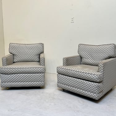 Pair of Contemporary Upholstered Lounge Chairs 