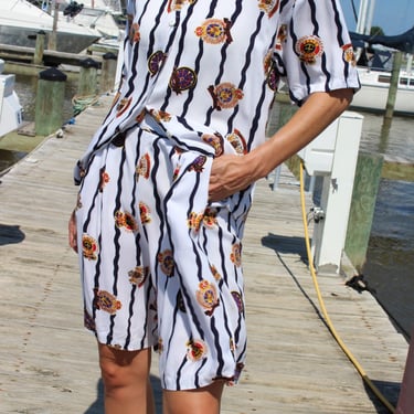 Vintage Wave Striped Nautical Short Set