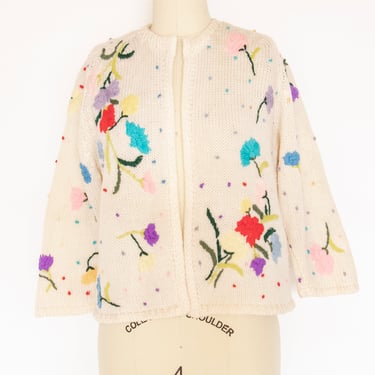 1950s Gene Shelly Cardigan Sweater Embroidered Wool M 