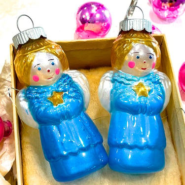 VINTAGE: 2pcs - Angel Ornaments - Angel Glass Ornaments - SKU 30-404-00006221 