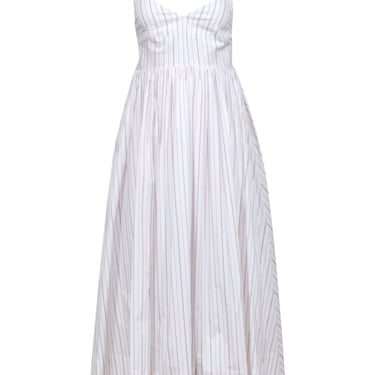 Birgitte Herskind - White w/ Tan Stripes Cotton Blend Maxi Dress Sz 2