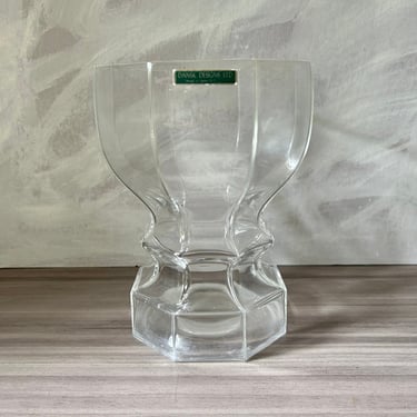 Vintage Dansk Clear Glass Faceted Vase by Gunnar Cyren 
