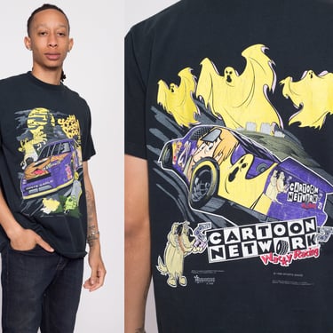 90s Scooby Doo NASCAR Wacky Racing T Shirt - Men's Large | Vintage Cartoon Network Race Car Graphic Tee 