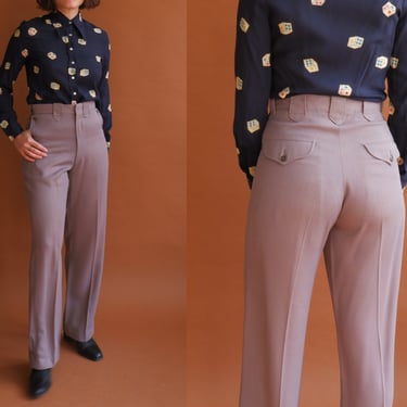 Vintage 50s Gabardine Western Pants/ 1950s Grey Lavender Trousers/ Size Medium 27 