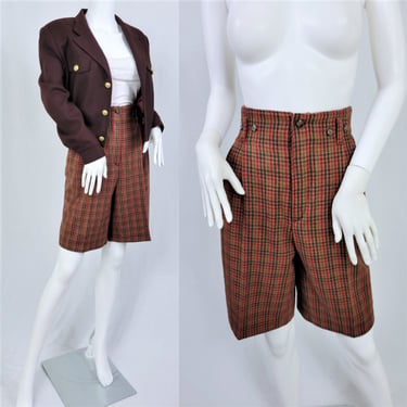 1990's Gap Wool Check Trouser Shorts I Walking Shorts I 1930's inspired I Menswear I Sz Lrg 