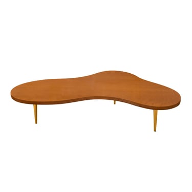 T. H. Robsjohn-Gibbings Iconic Free Form Coffee Table with Brass Legs 1950s