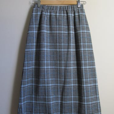 70s Plaid A-Line Skirt XS S 25-28 Waist 